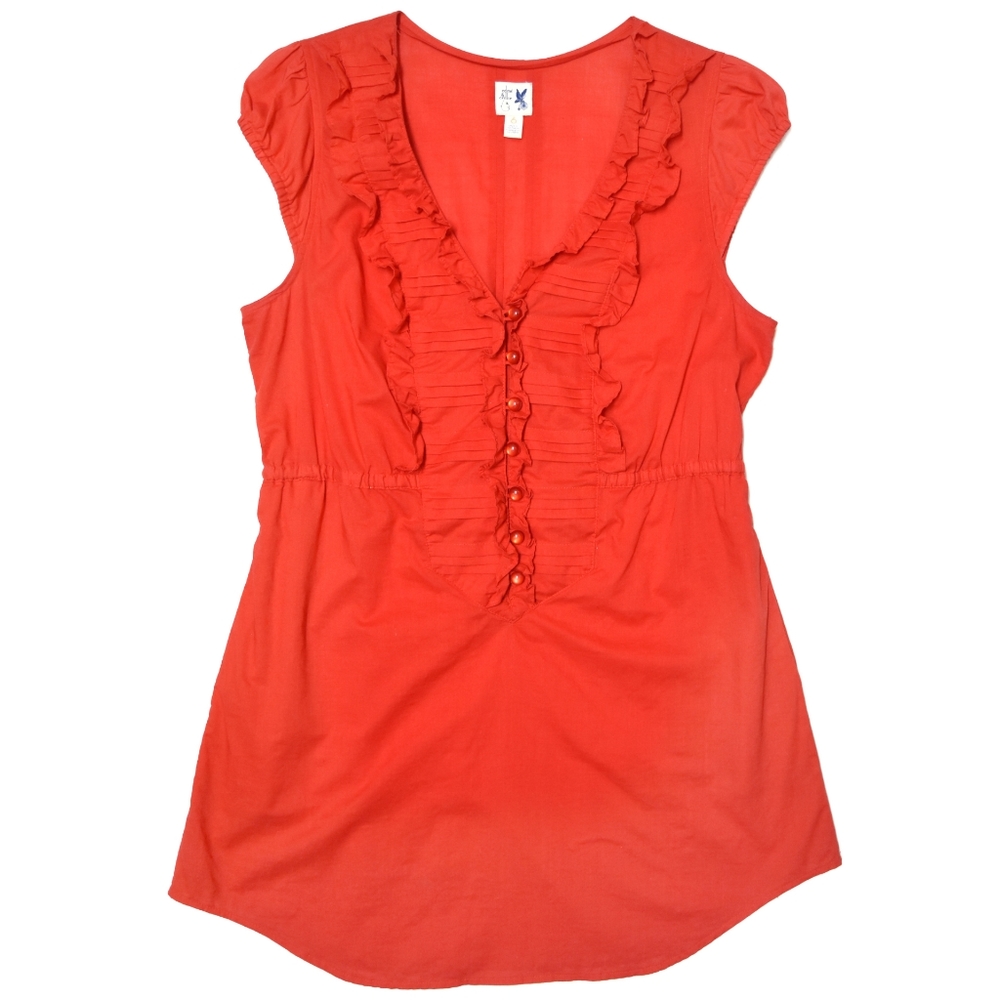 Anthropology Edme & Esyllte Blouse Keep It Simple Peplum Red Size 6